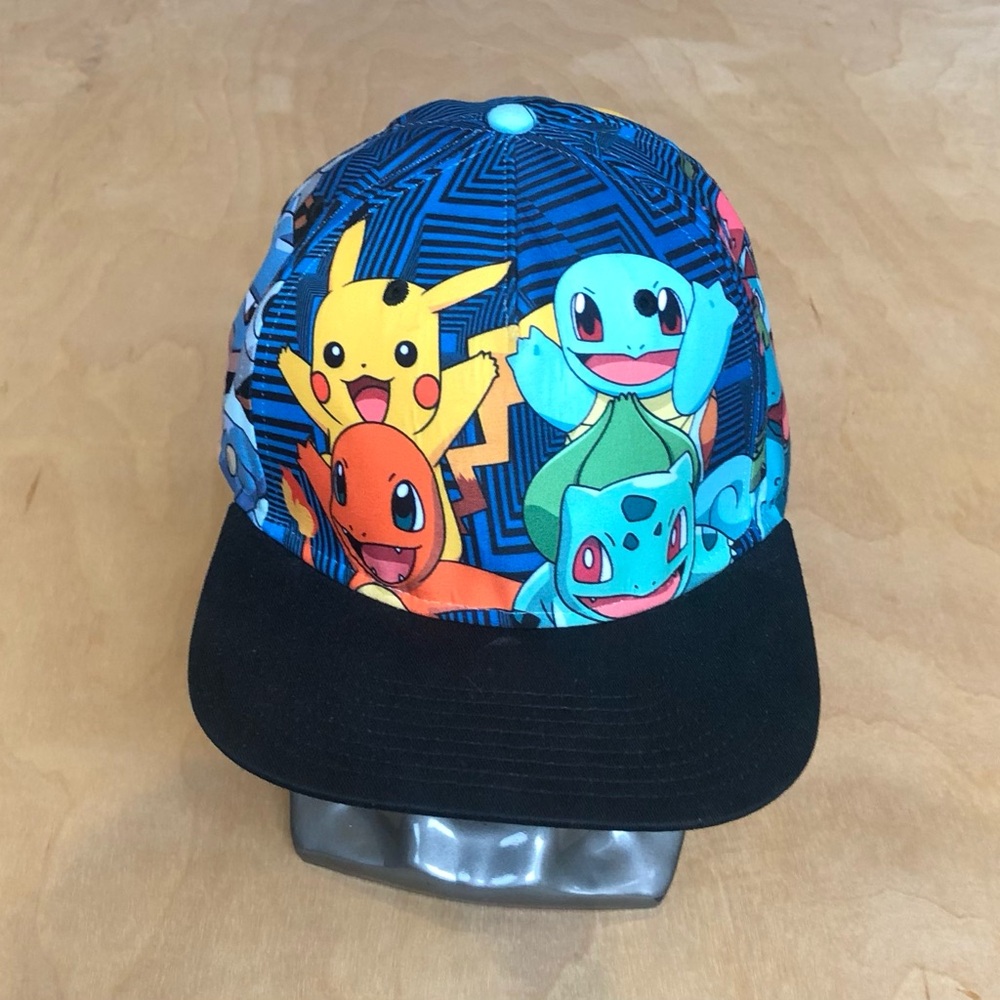 Pokémon Character Hat Cap Blue Black Colorful Graphic Youth Boy One Size.